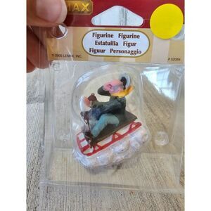 Lemax Grandpa sledding sleigh toboggan family people accessories 2005 new